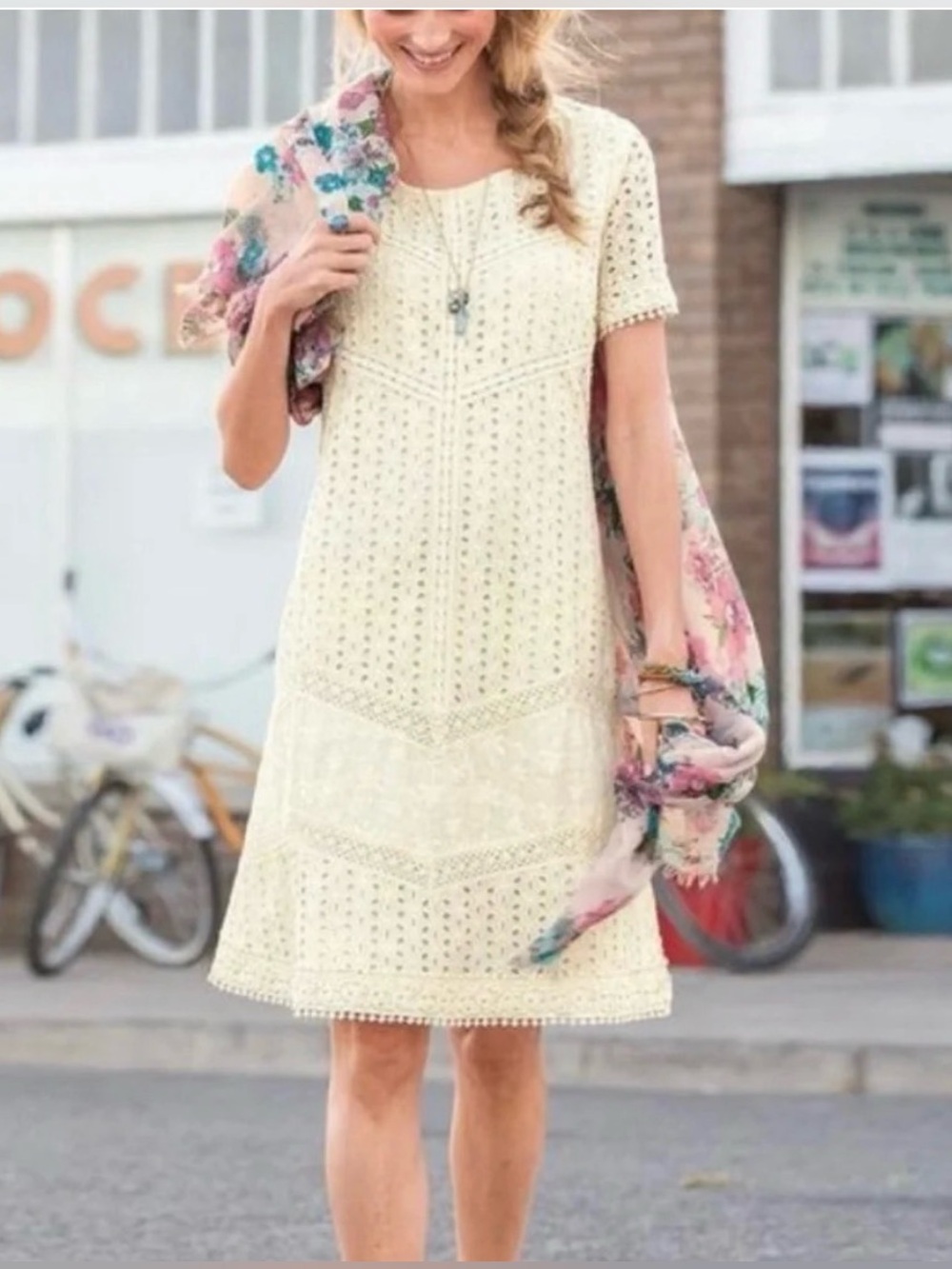 Sundance Cream / Ivory Eyelet Dress.  Size 4
